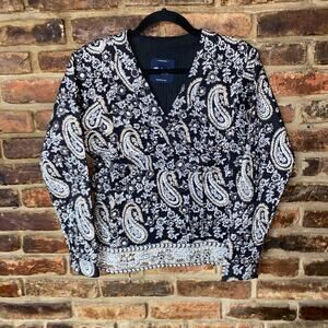 Madewell Black Paisley Floral Wrap Lightweight Jacket Women's Size Small